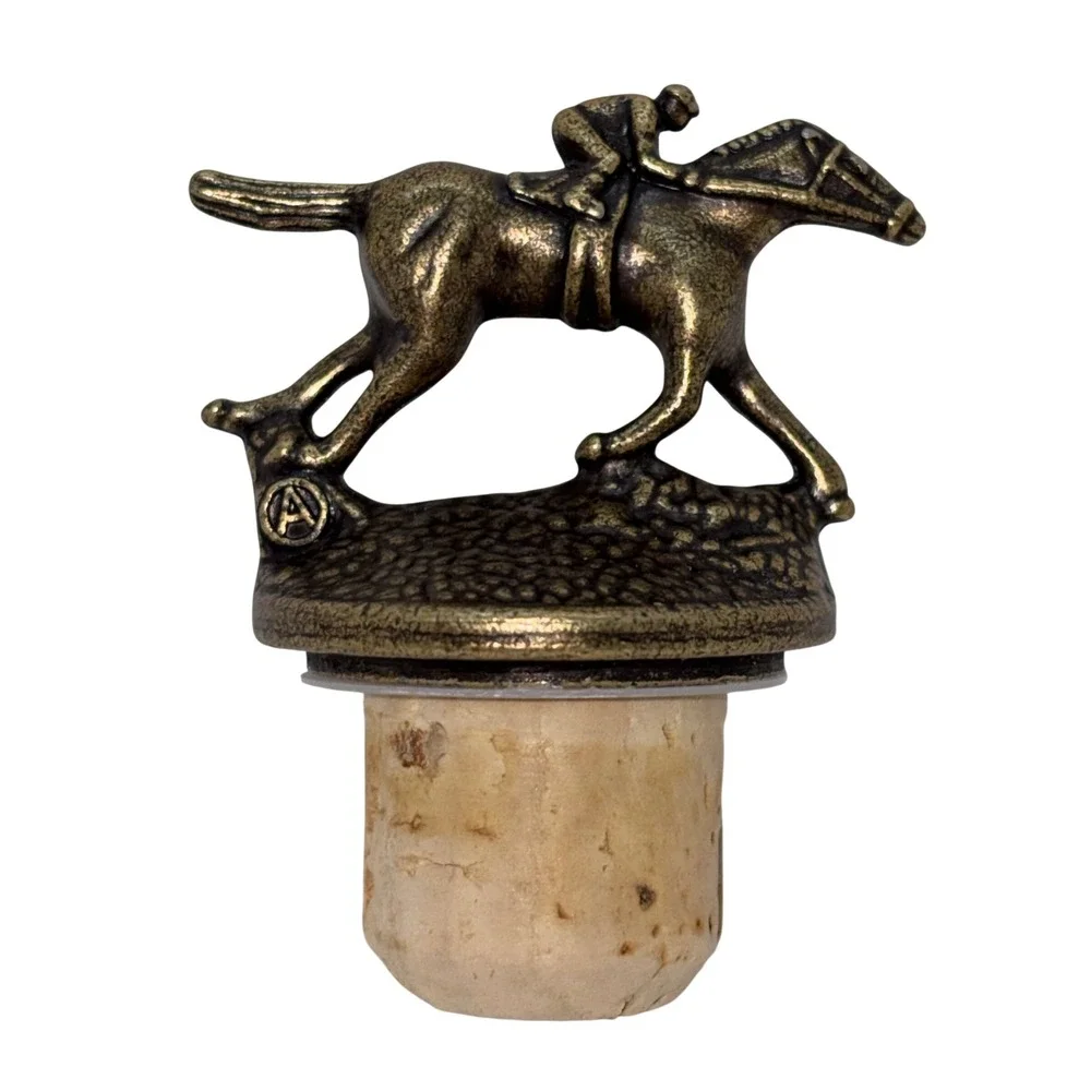 Blanton's Bourbon Horse Jockey Bottle Stopper Letter A Antiqued Metal Cork